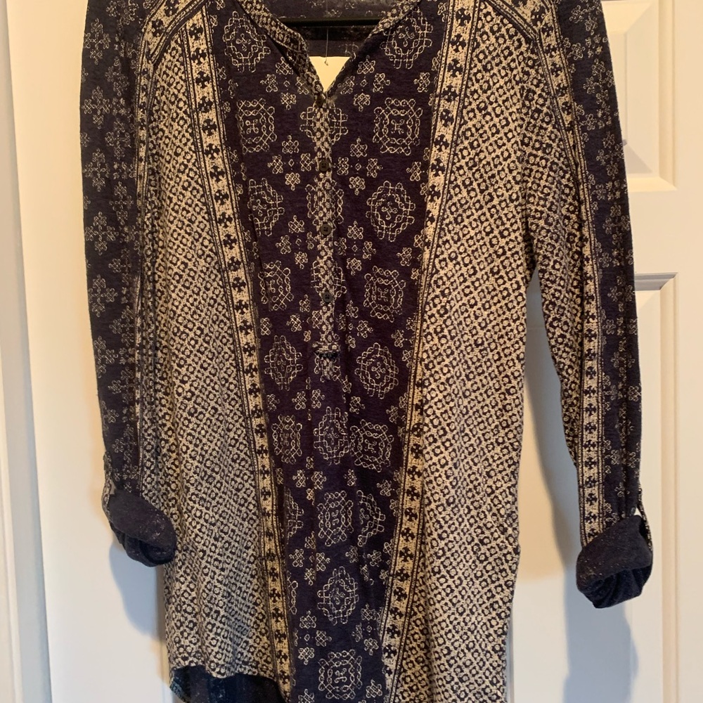 Lucky Brand blue print tunic size small